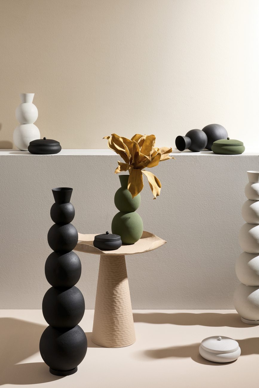 Beistelltisch Lalita aus Metall Ø 46 cm, Beige