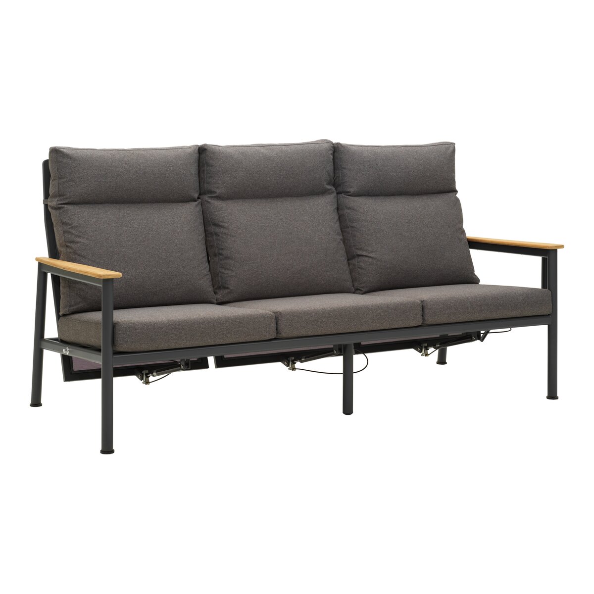 Gartensofa Gordon 3-Sitzer, Aluminium & Outdoor-Stoff, Verstellbar, Anthrazit