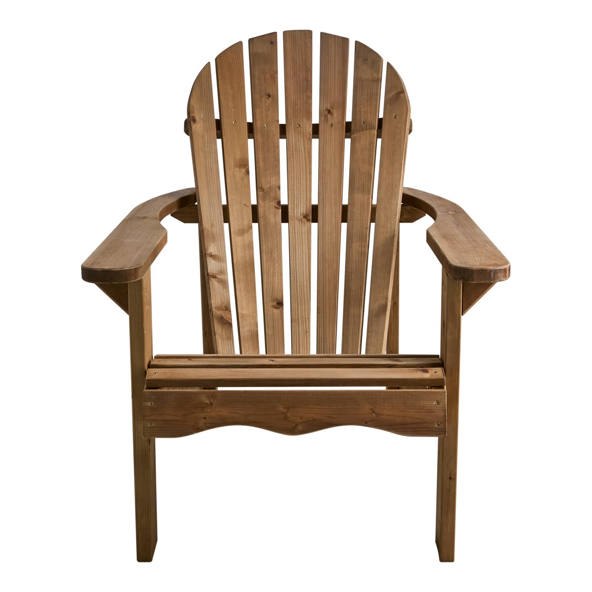 Gartensessel Skule aus Kiefernholz, klassisch im Adirondack-Design, Naturbraun, mit Armlehnen, für Outdoor