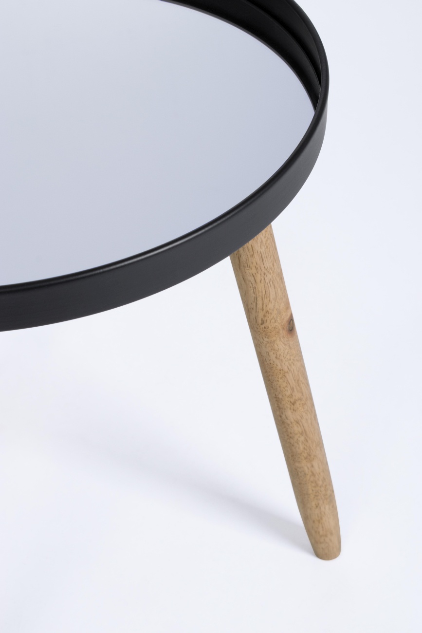 Beistelltisch Edvard 2er-Set mit Glasplatte, Schwarz