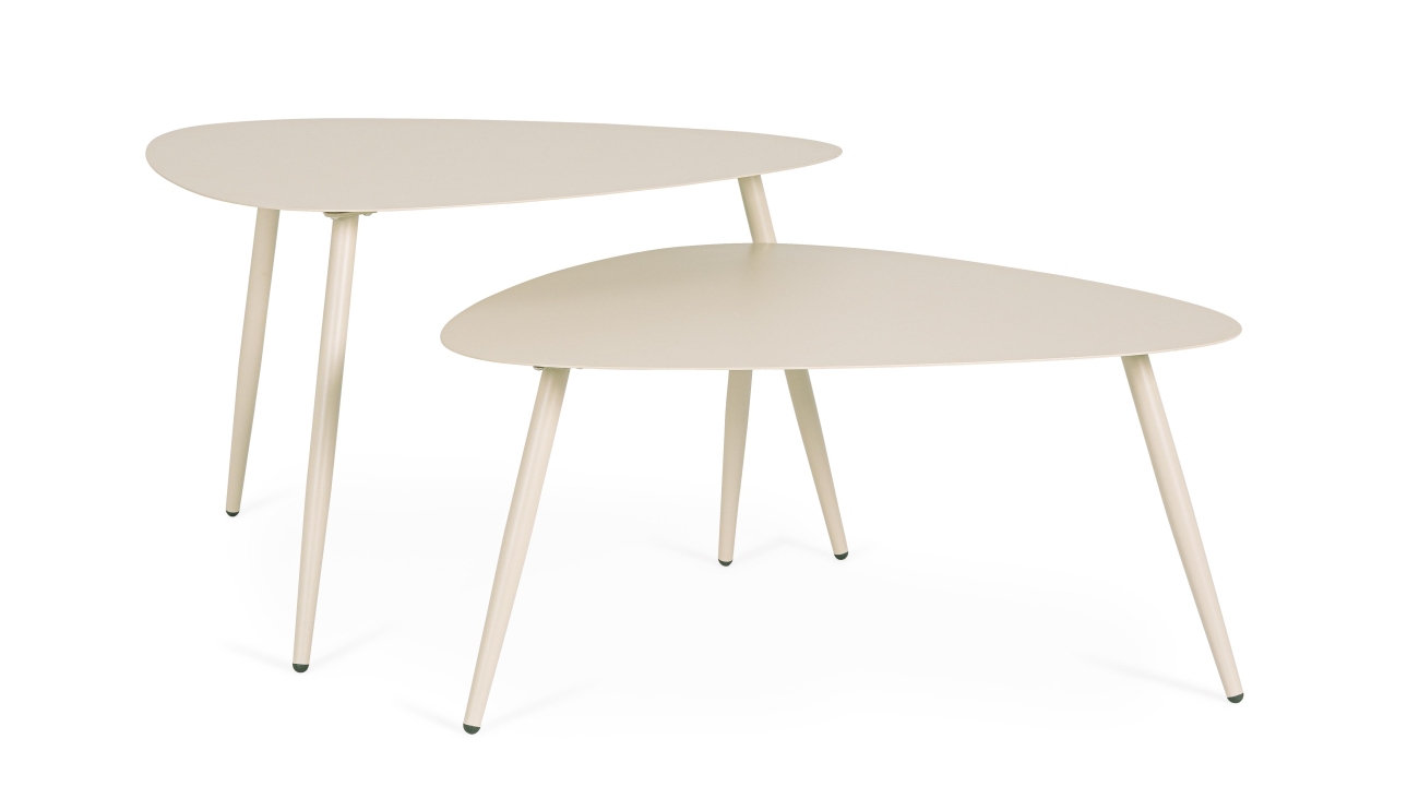 Gartencouchtisch-Set Yvonne aus Metall, Champagner