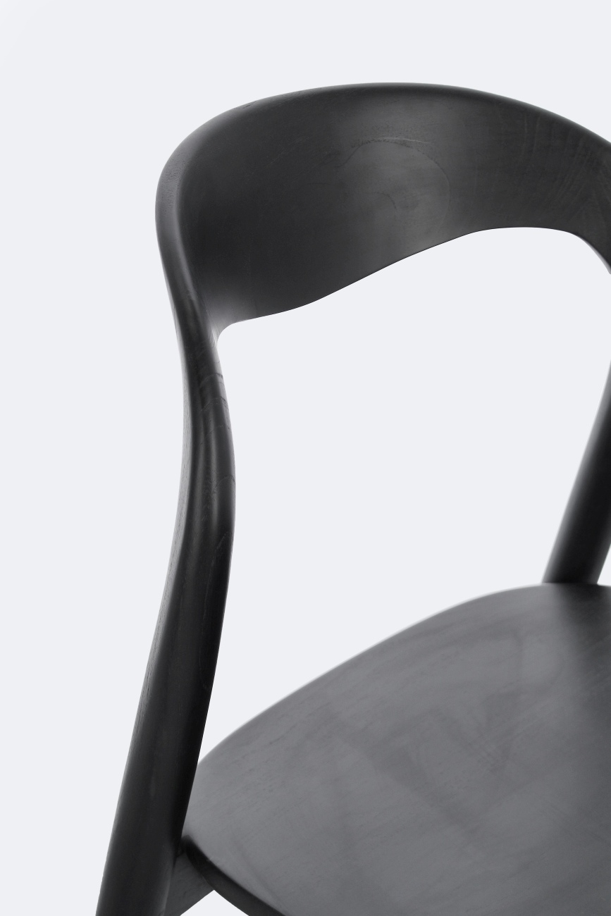 Esszimmerstuhl Miley aus Teakholz, Schwarz