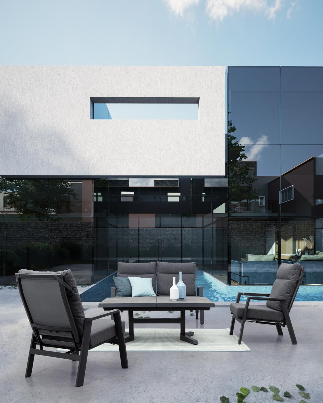 Gartensessel Kledi aus Aluminium, Anthrazit