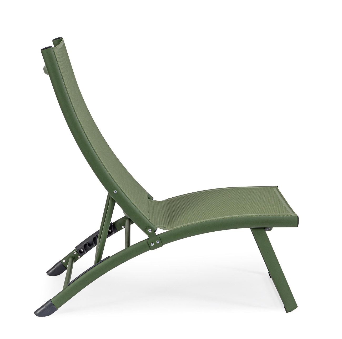 Der Loungesessel Taylor überzeugt mit seinem modernen Design. Gefertigt wurde er aus Textilene, welches einen grünen Farbton besitzt. Das Gestell ist aus Metall und hat eine grüne Farbe. Der Sessel ist klappbar.