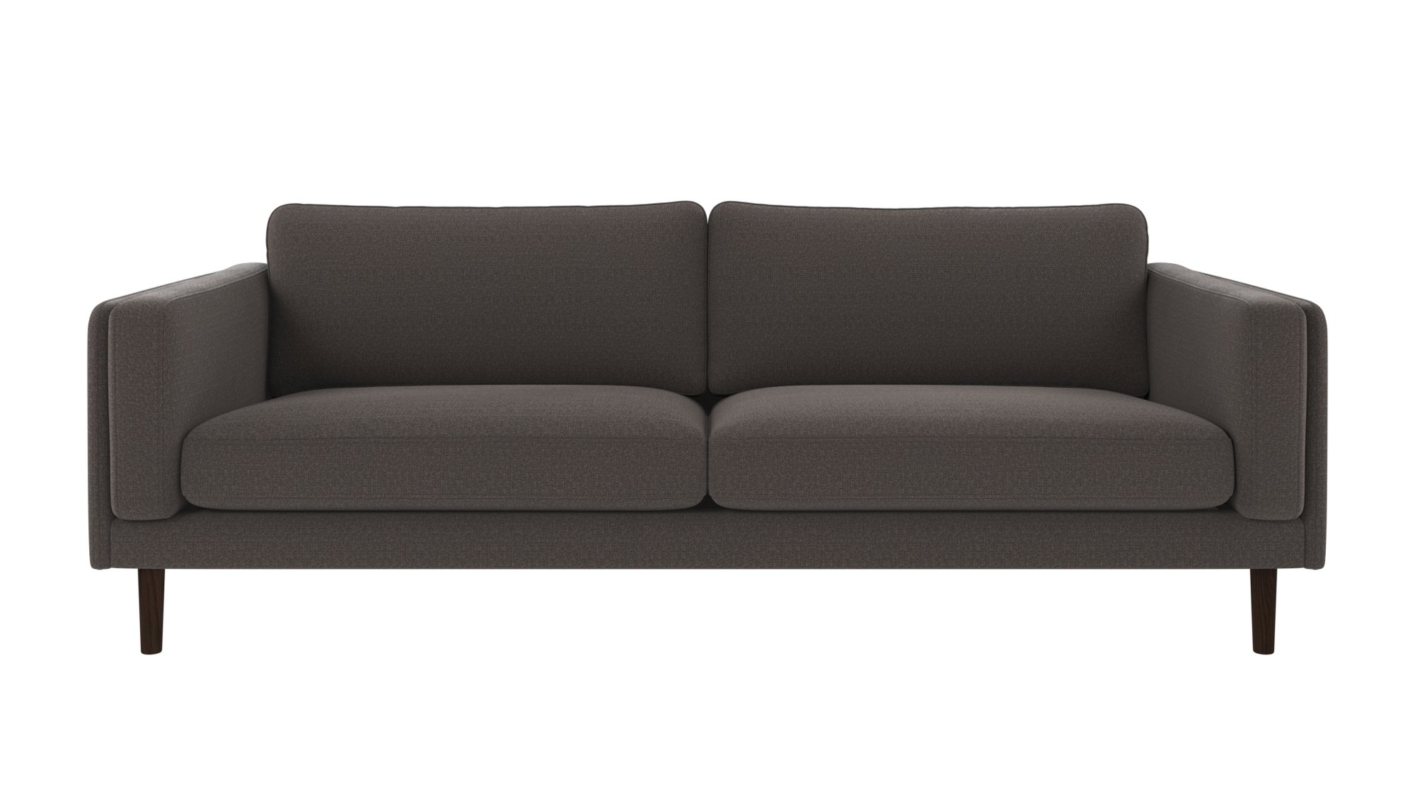 Design trifft Funktion: Sofa Braden 3-Sitzer, Beine Braun, Bezug Rita Dunkelgrau.