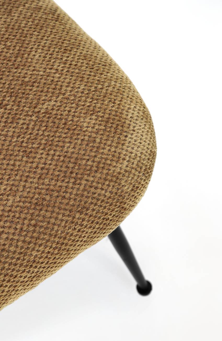 Esszimmerstuhl Gesien aus Chenille-Stoff, Ocker
