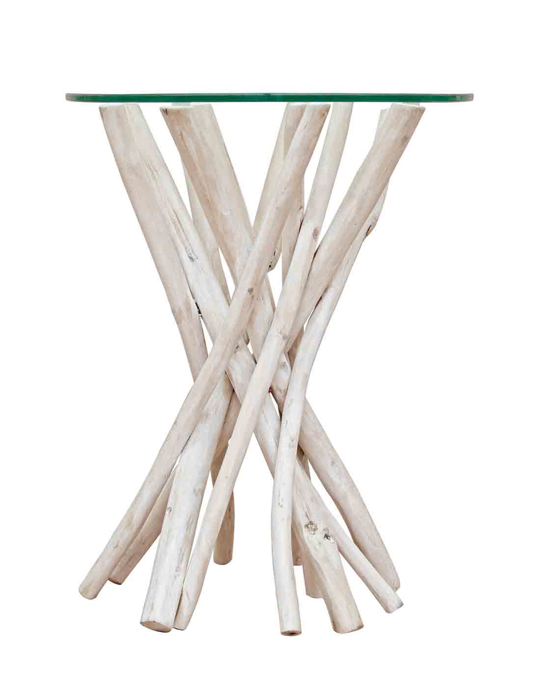 Der Couchtisch Sahel wurde aus Teakholz-Zweigen gefertigt. Dadurch hat der Tisch seinen eigene und besonderen Look. Außerdem wurde eine Tischplatte aus Glas verwendet.