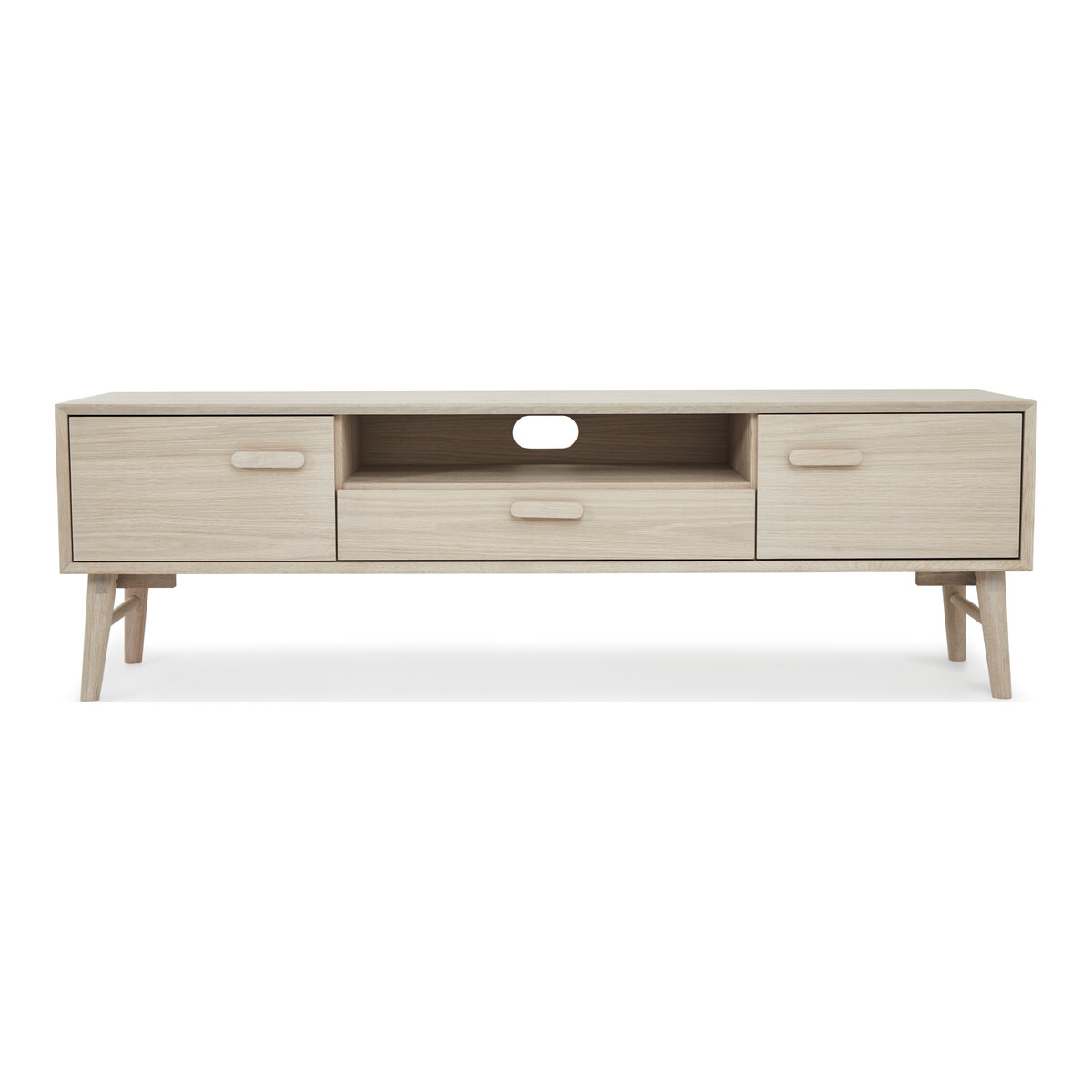 TV-Board Otaro Eiche Whitewash 160 cm - mit Türen, Schublade & Soft-Close