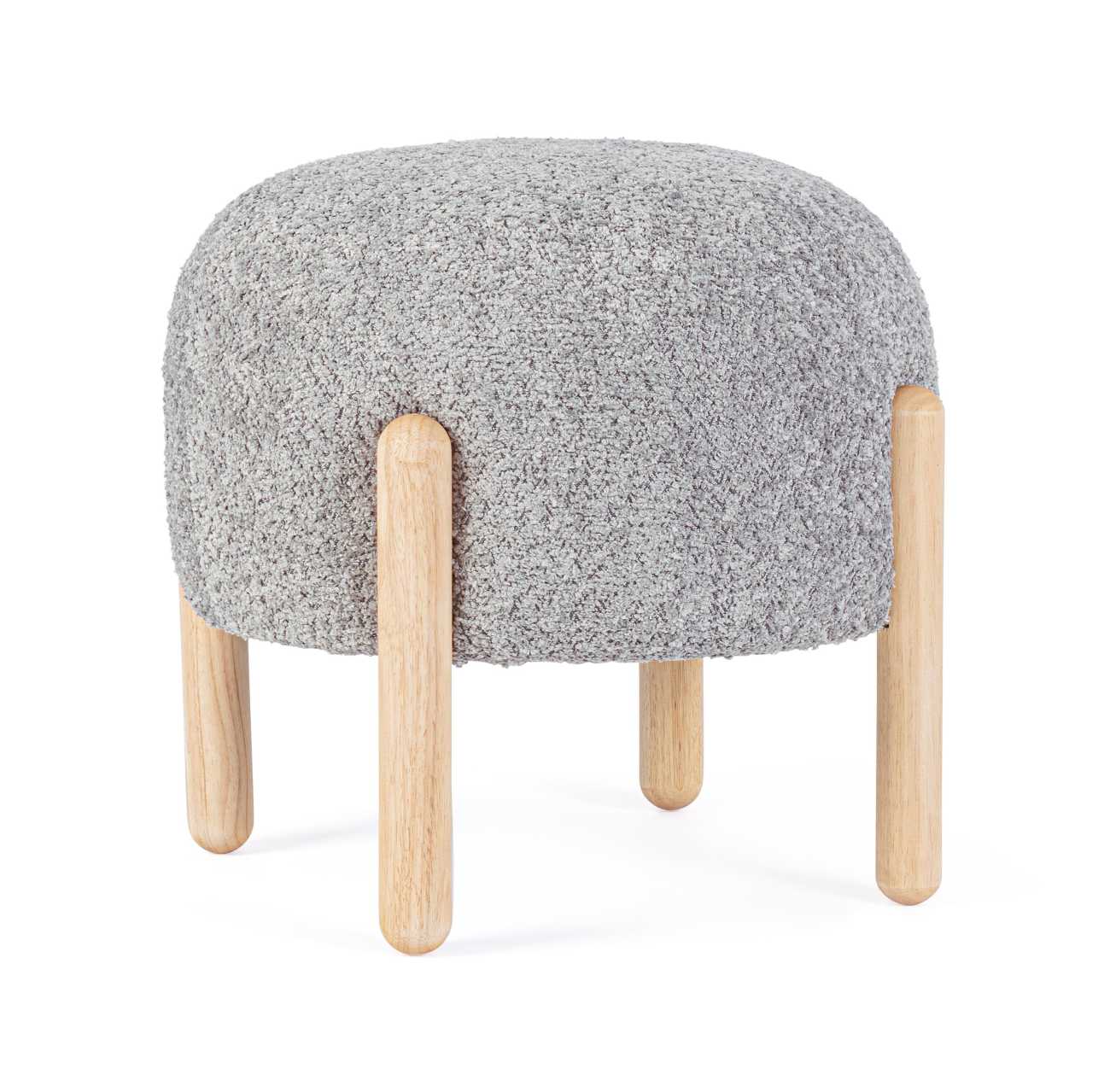 Hocker Dayla aus Boucle-Stoff, Grau Hocker Dayla aus Boucle-Stoff, Grau