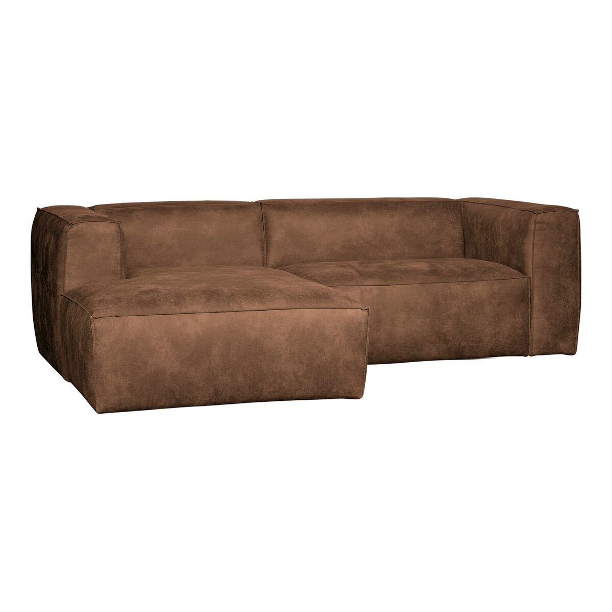Ecksofa Chaiselongue Bean - Lederoptik Cognacbraun, Links