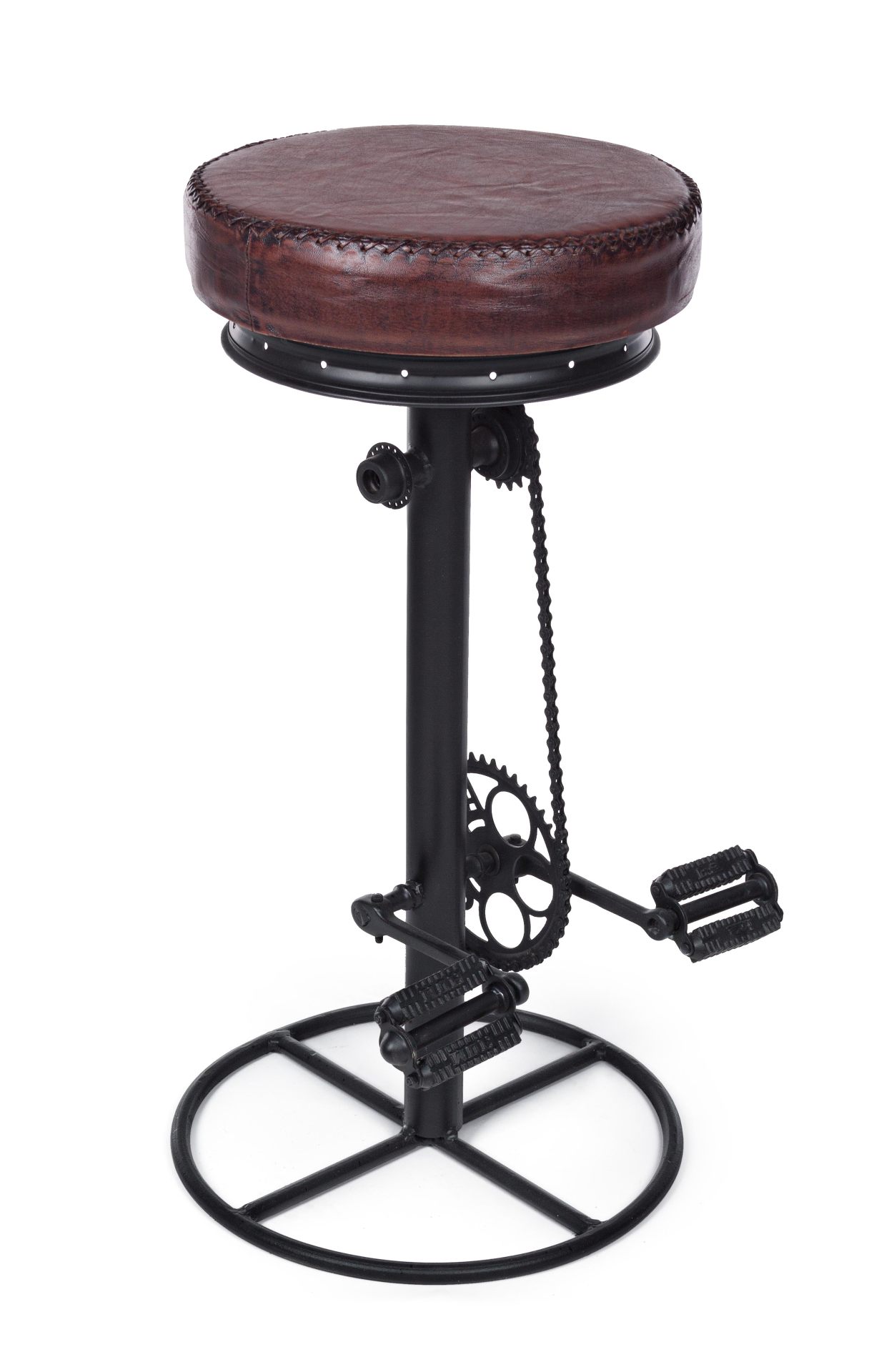 Barhocker Cycle aus Leder, Schwarz Barhocker Cycle aus Leder, Schwarz