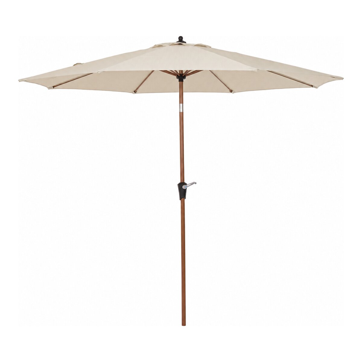 Sonnenschirm Palinuro - Metall Naturbraun in Holzoptik, Polyester-Stoff Natur, Ø 300 cm