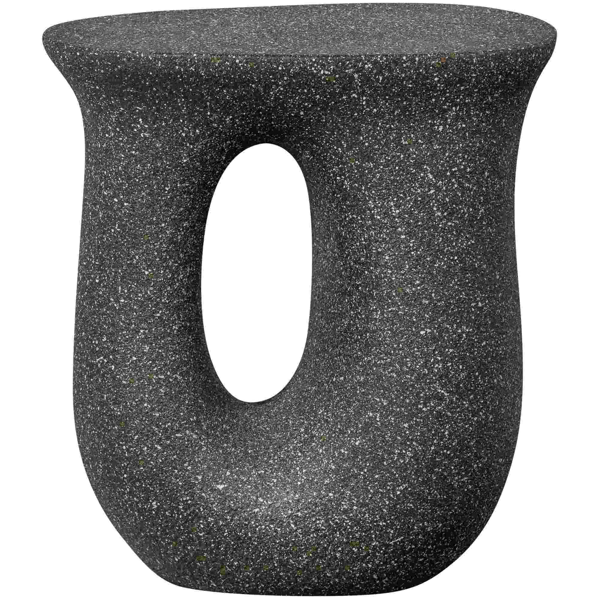 Beistelltisch Moson Magnesiumoxid, organisch geformt, modern, schwarz mit Tupfen, leicht und vielseitig