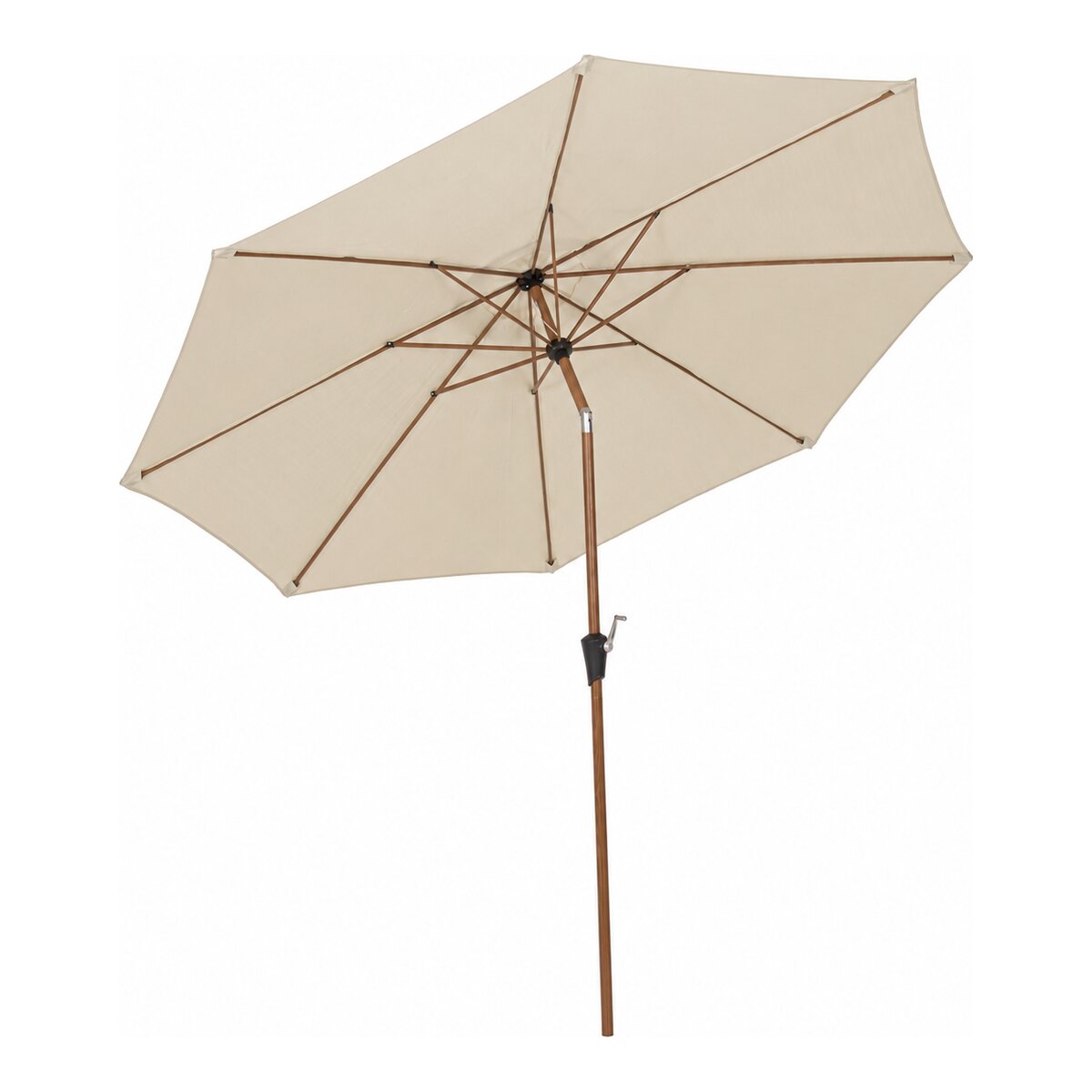 Sonnenschirm Palinuro - Metall Naturbraun in Holzoptik, Polyester-Stoff Natur, Ø 300 cm