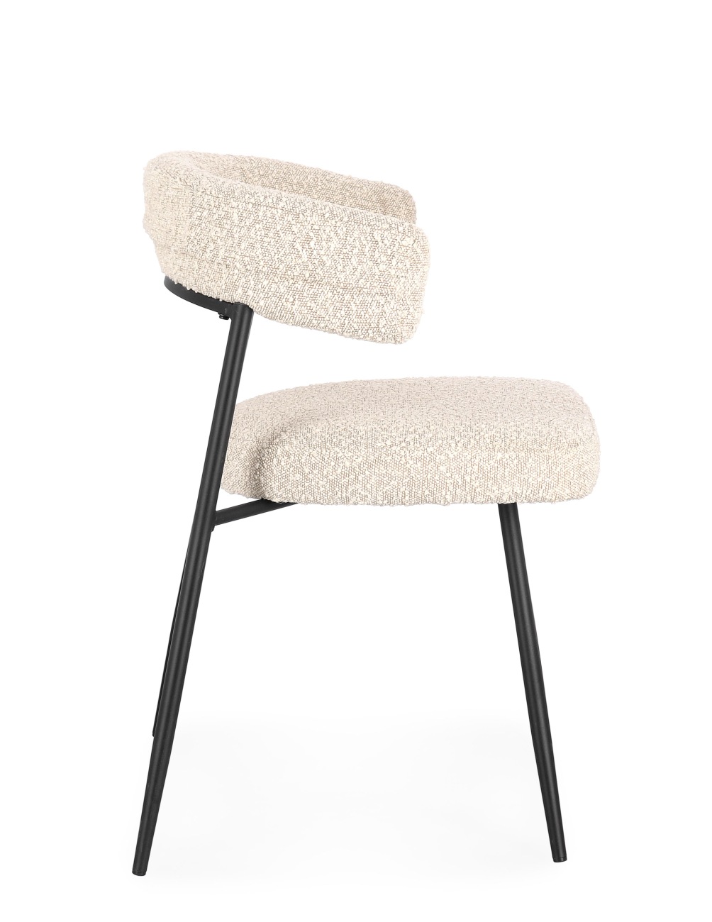 Esszimmerstuhl Amaia 4er-Set aus Boucle, Elfenbein