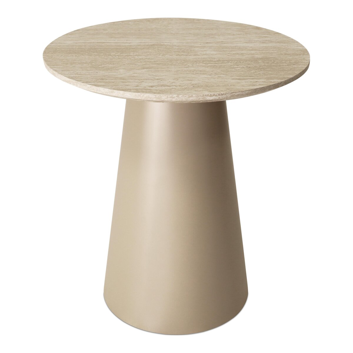 Beistelltisch Oganto Ø45 cm in Travertin-Dekor, Beige