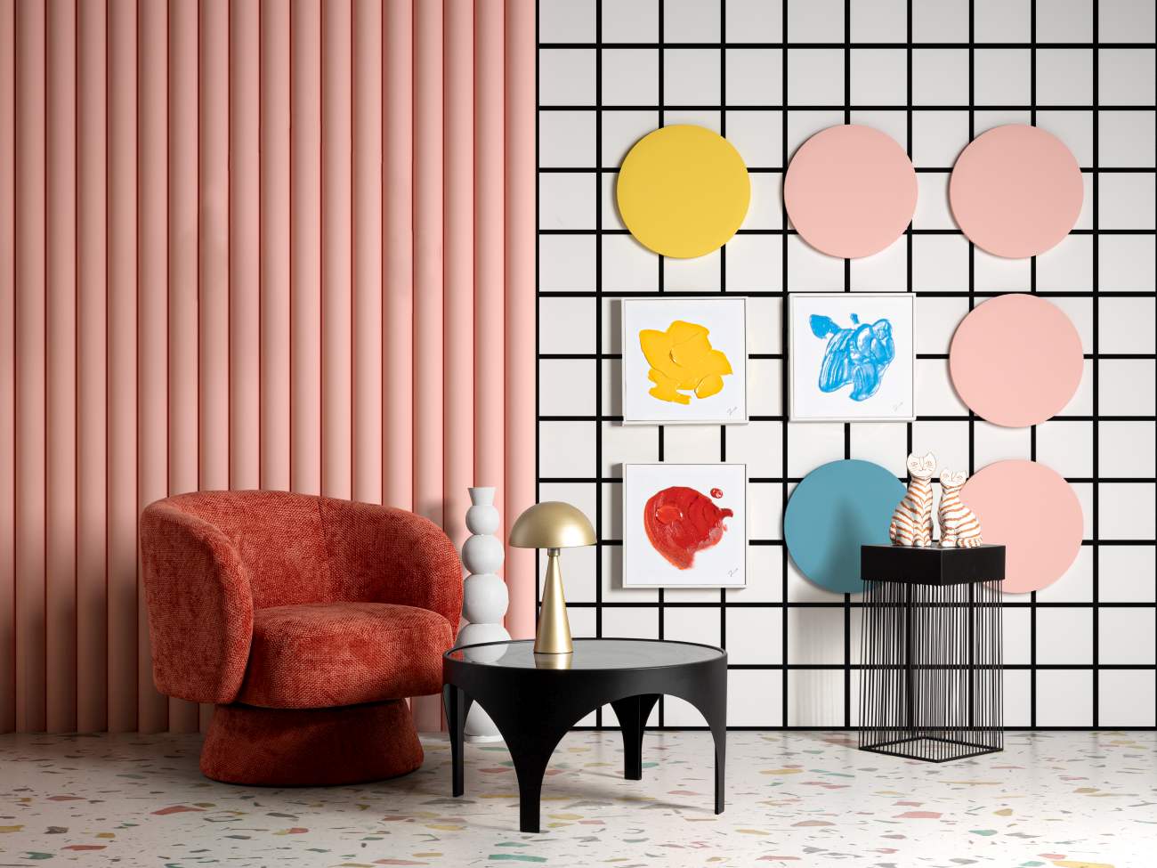 Sessel Julienne aus Stoff, Cherry