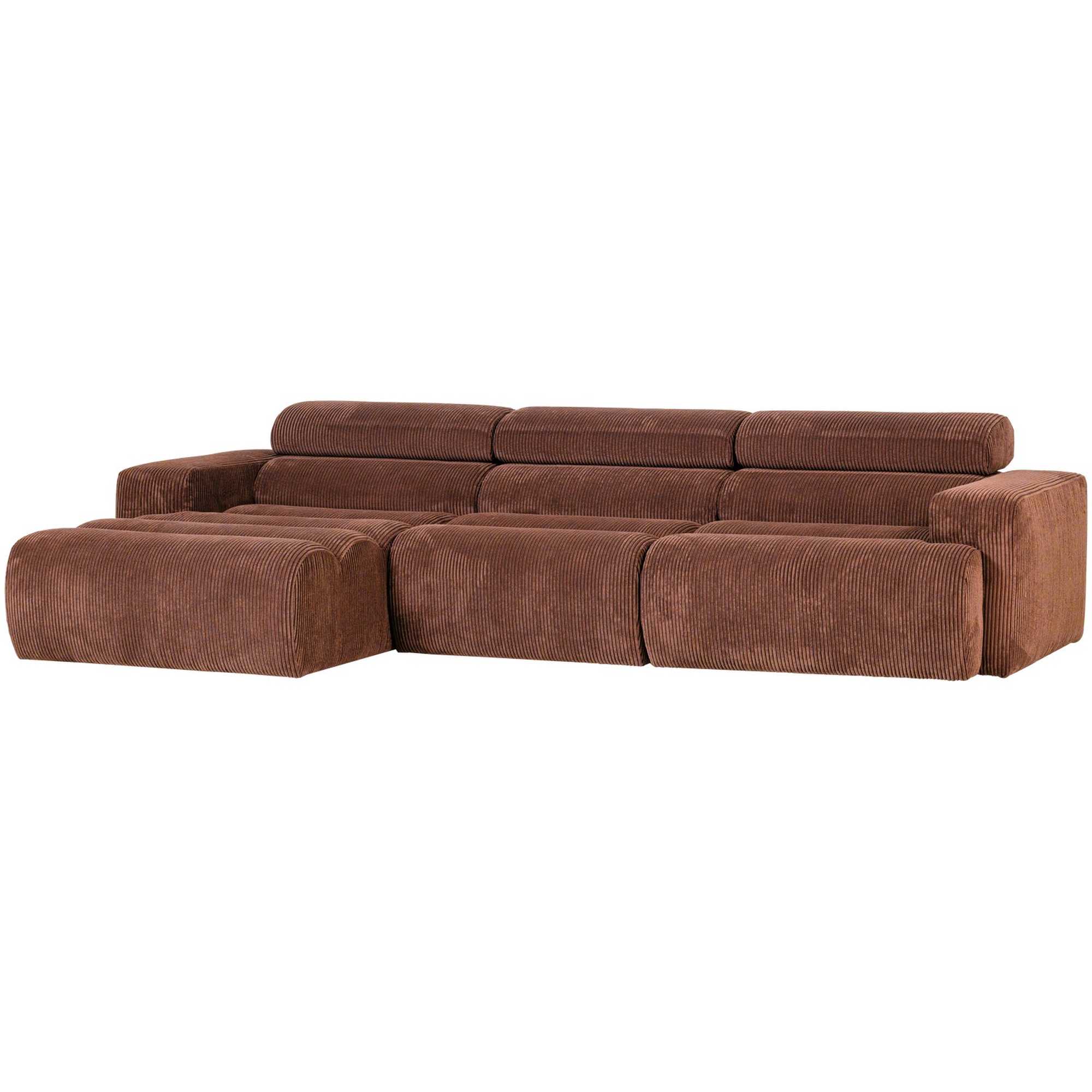 Ecksofa Novi Cord Terra - Chaiselongue mit verstellbarer Nackenstütze, Links