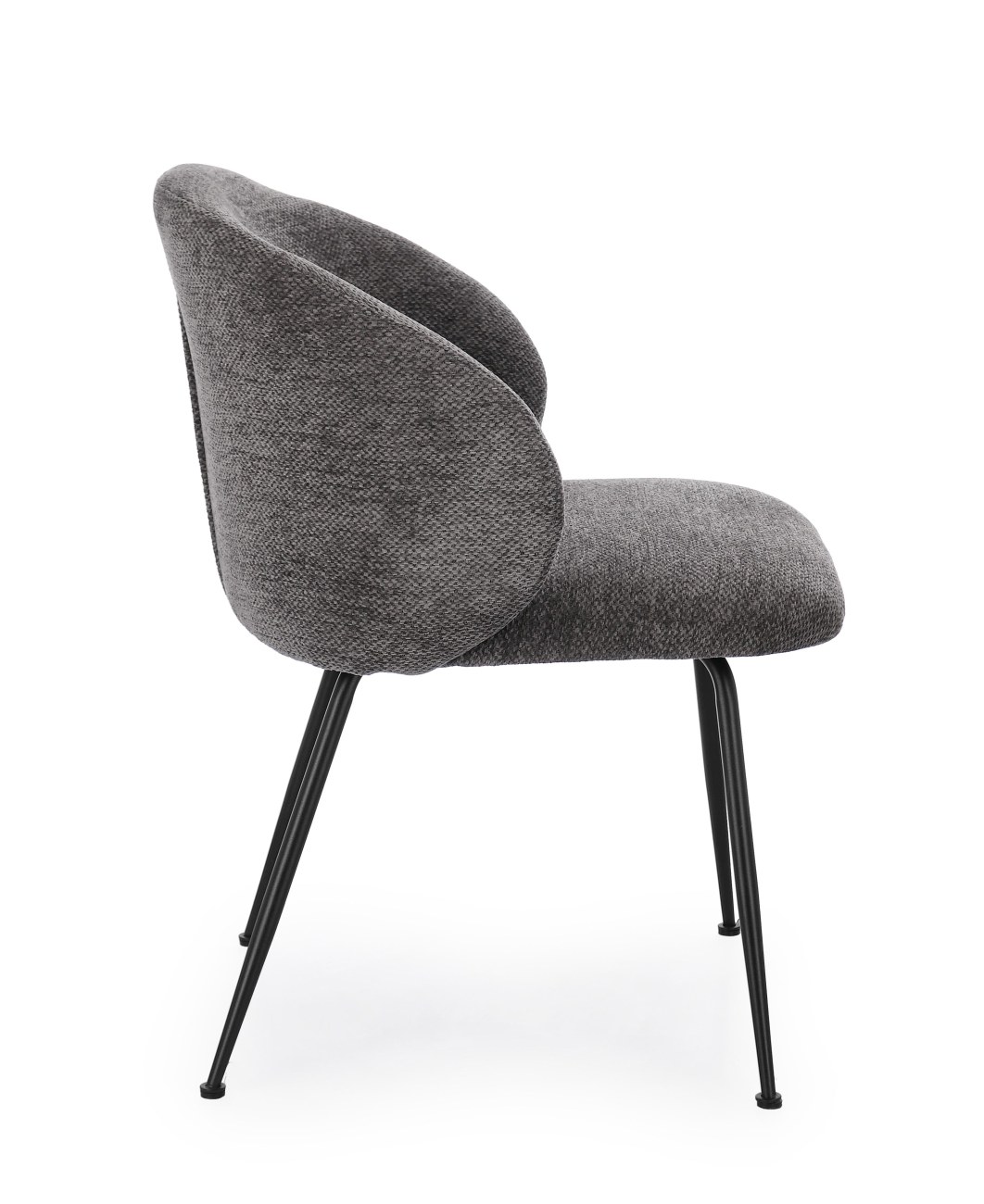 Esszimmerstuhl Gesien aus Chenille-Stoff, Dunkelgrau