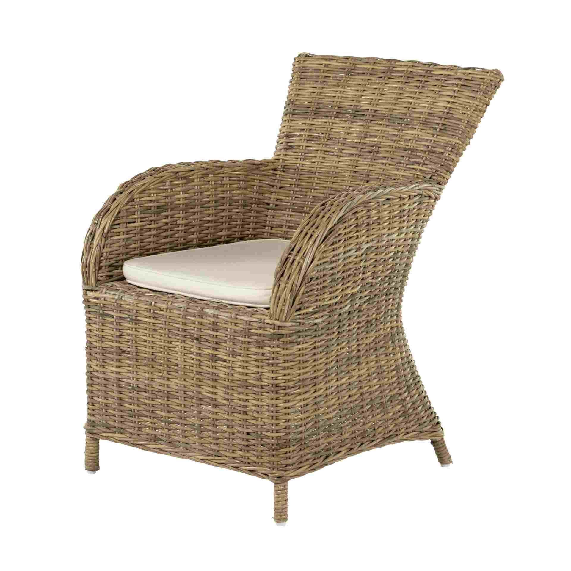 Der Esszimmerstuhl Rook überzeugt mit seinem Landhaus Stil. Gefertigt wurde er aus Rattan, welches einen natürlichen Farbton besitzt. Der Stuhl verfügt über eine Armlehne und ist im 2er-Set erhältlich. Die Sitzhöhe beträgt beträgt 43 cm.