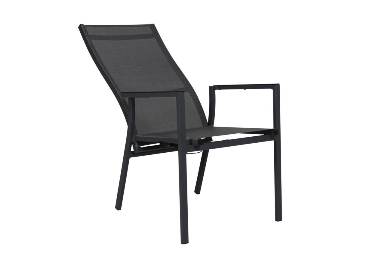 Der Gartenstuhl Avanti überzeugt mit seinem modernen Design. Gefertigt wurde er aus Textilene, welches einen Anthrazit Farbton besitzt. Das Gestell ist aus Metall und hat eine Anthrazit Farbe. Die Sitzhöhe des Stuhls beträgt 44 cm.