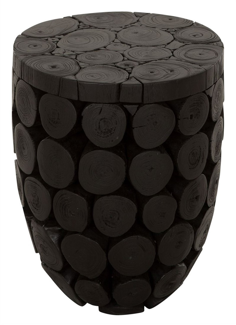 Der Couchtisch Cone überzeugt mit seinem modernen Design. Gefertigt wurde es aus recyceltem Teakholz, welches einen schwarzen Farbton besitzt. Der Couchtisch besitzt einen Durchmesser von 36 cm.