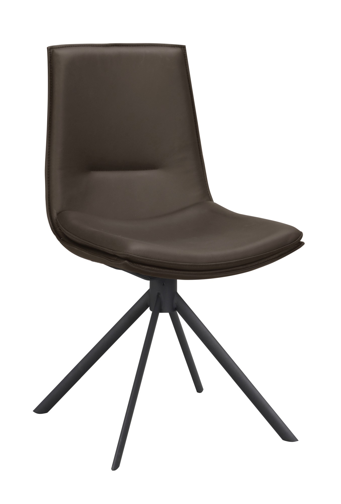 Stuhl Lowell 2er Set Drehgestell, Leder Braun