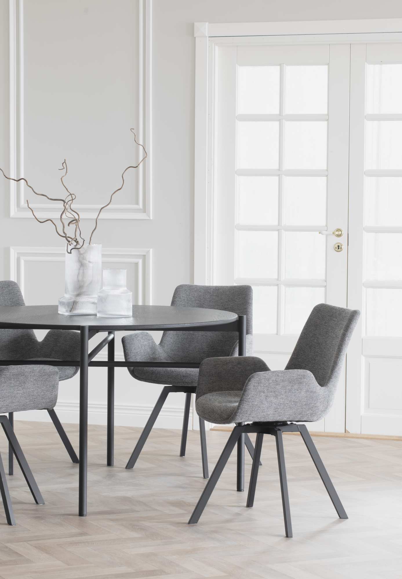 Edles Möbelstück: Stuhl Norwell 2er Set mit Drehfunktion, Grau für stilvolle Einrichtung.