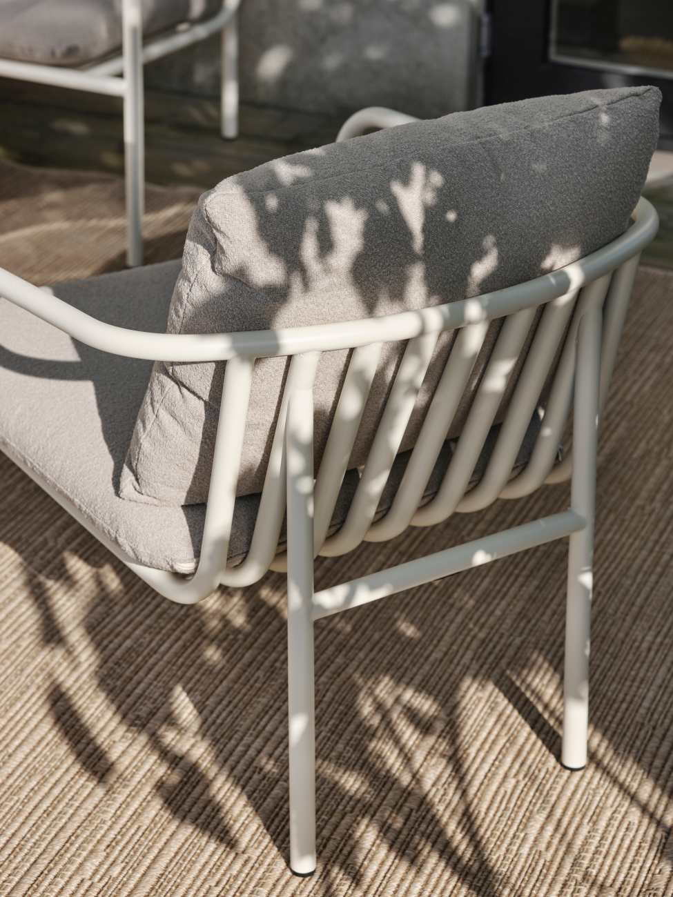 Gartensessel Bendt mit Kissen, Perlweiß