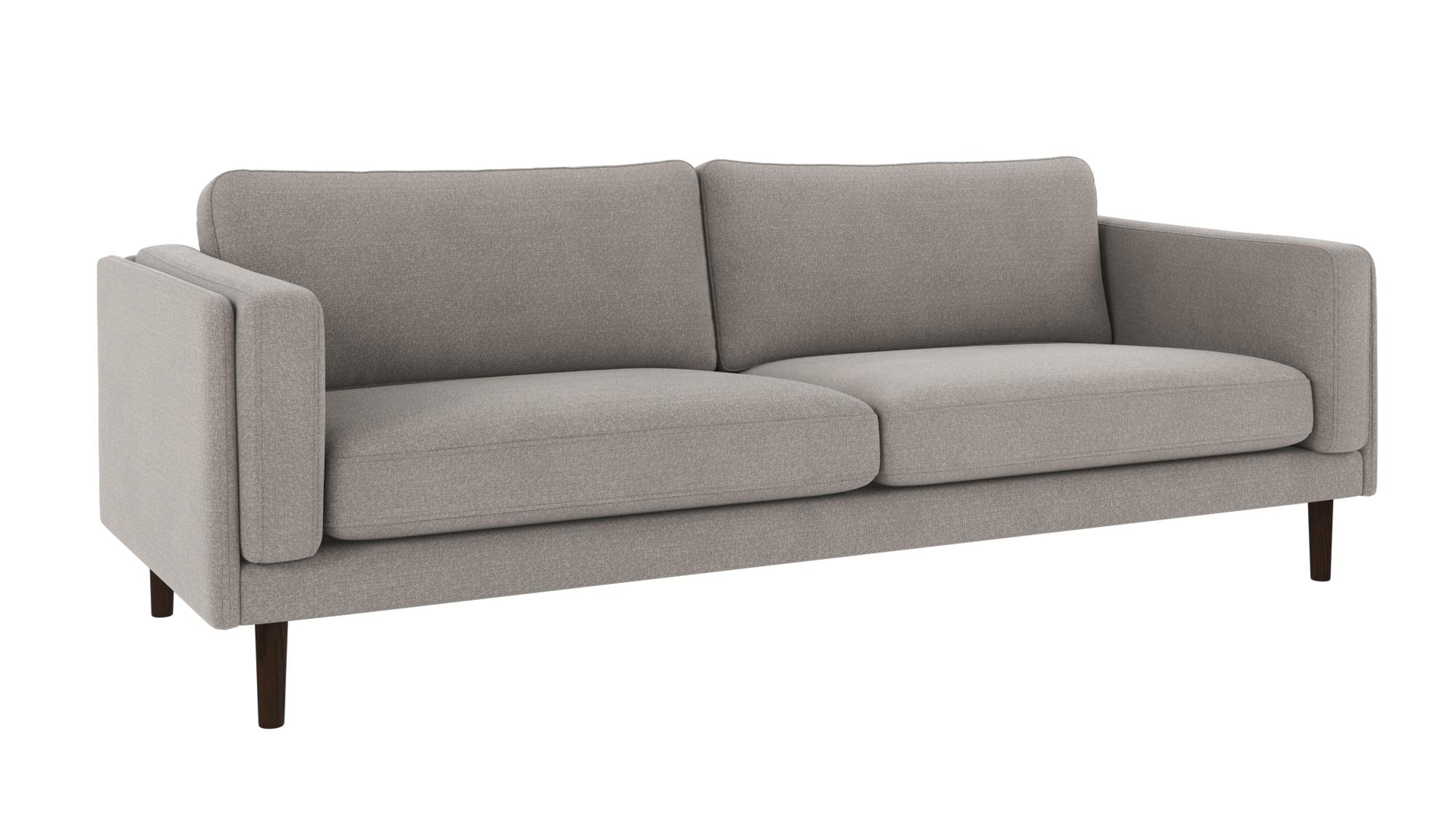 Sofa Braden 3-Sitzer, Beine Braun, Bezug Rita Hellgrau