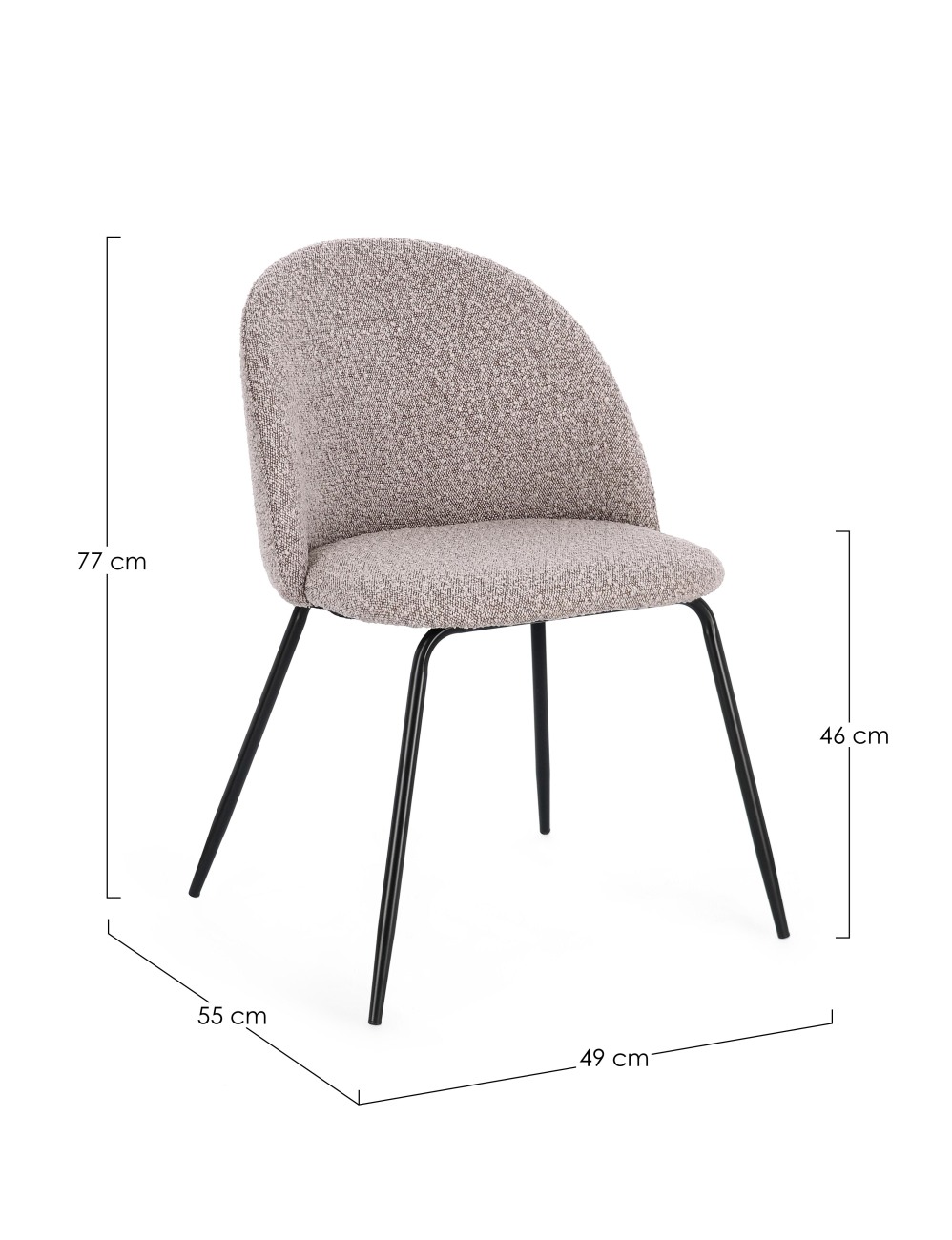 Esszimmerstuhl Tanya 4er-Set aus Boucle, Nerz / Schwarz