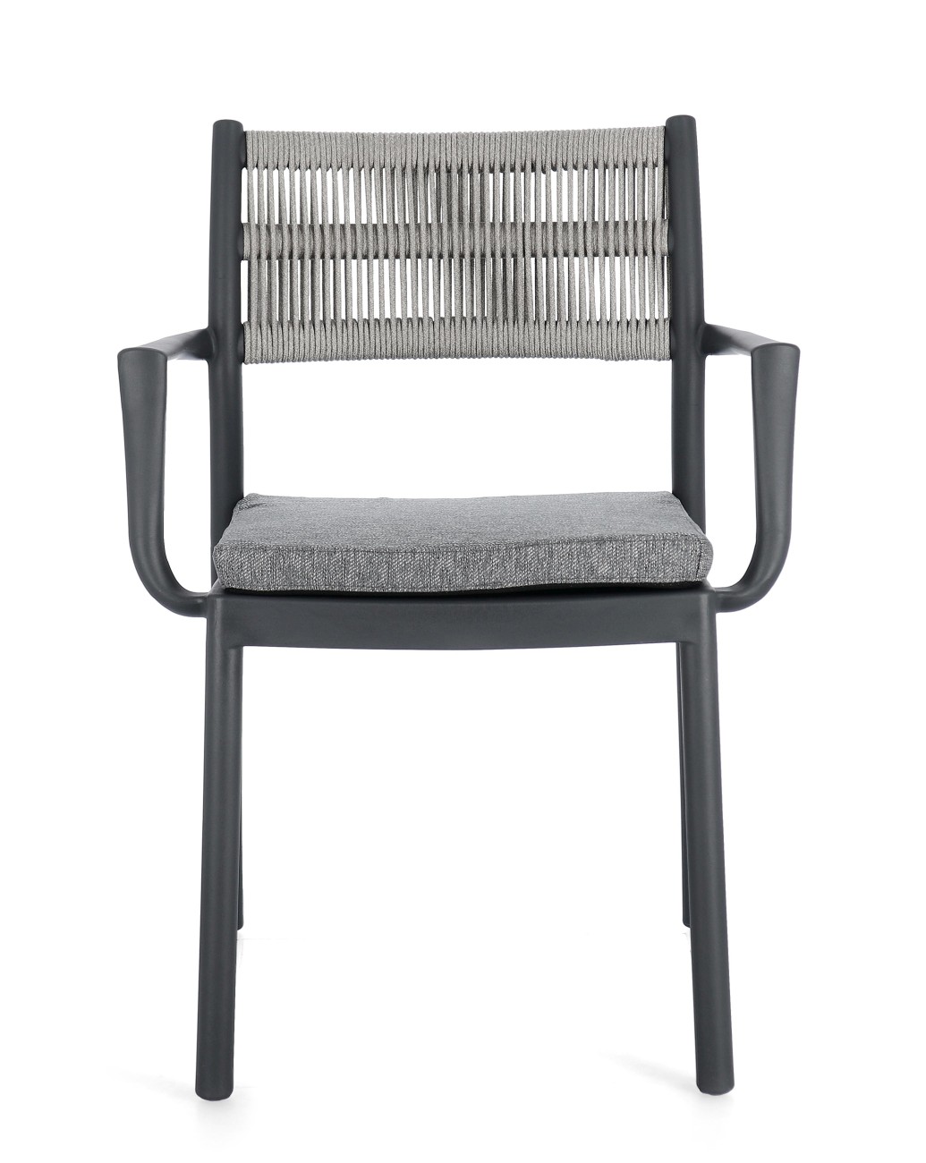 Gartenstuhl Alvin mit Armlehne, Anthrazit / Hellgrau
