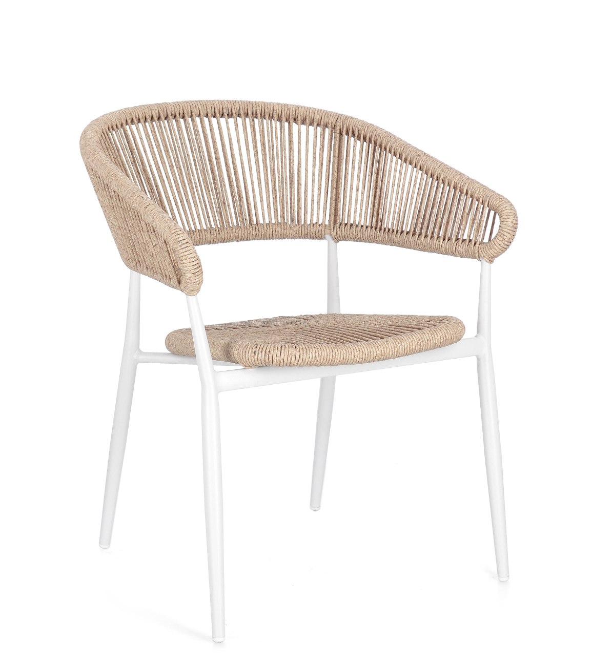 Gartenstuhl Algaida aus Aluminium, Weiß / Beige Gartenstuhl Algaida aus Aluminium, Weiß / Beige