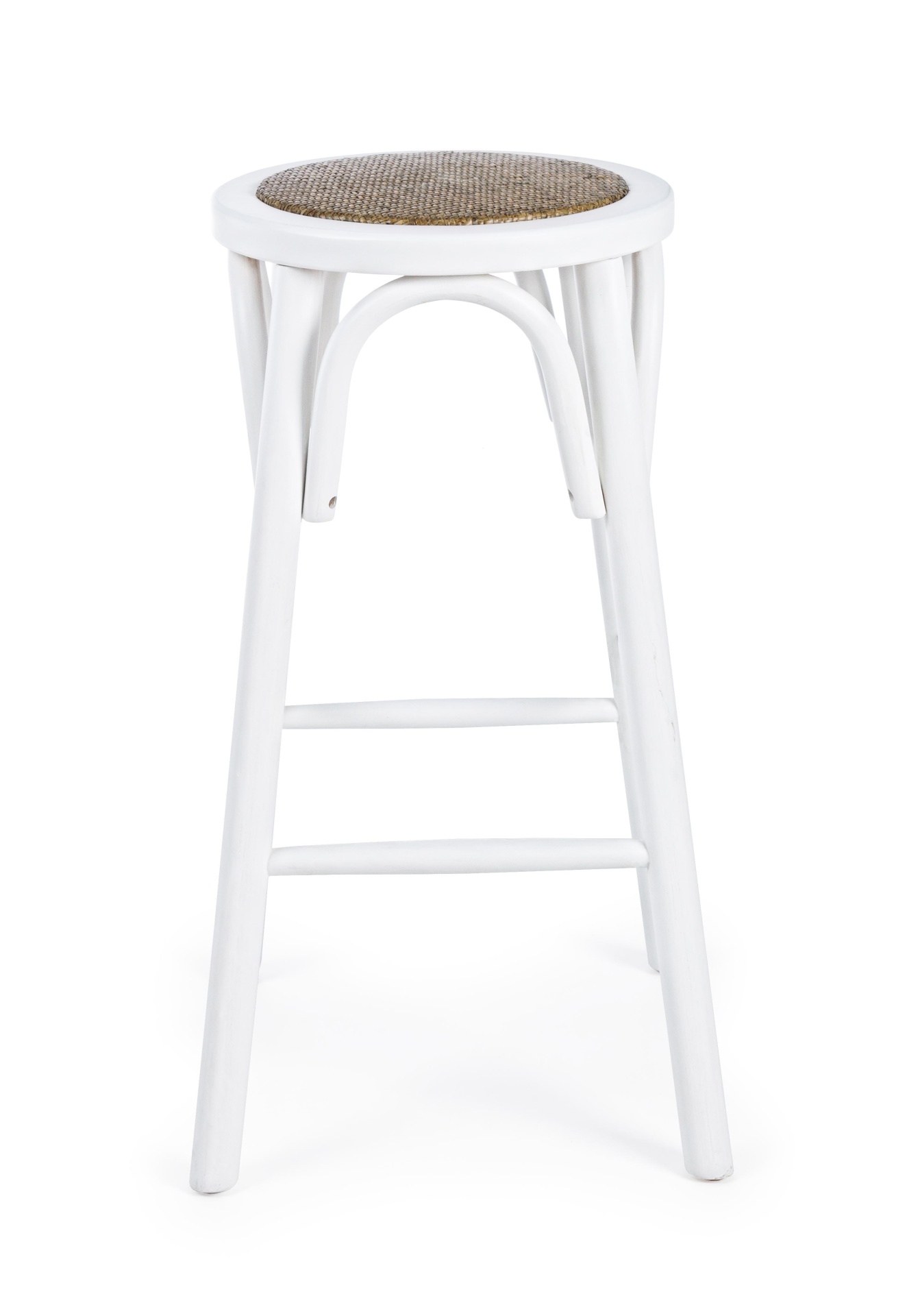 Der Barhocker Circle überzeugt mit seinem klassischen Design. Gefertigt wurde er aus Ulmenholz, welches einen weißen Farbton besitzt. Die Sitzfläche ist aus natürlichem Ratten Geflecht. Die Sitzhöhe des Hockers beträgt 73 cm.