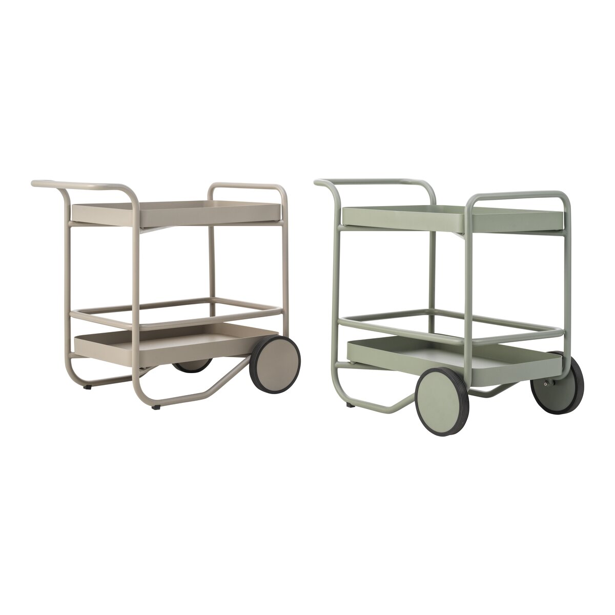Garten-Servierwagen Trolly, Dusty Green - aus Aluminium, mit Rollen