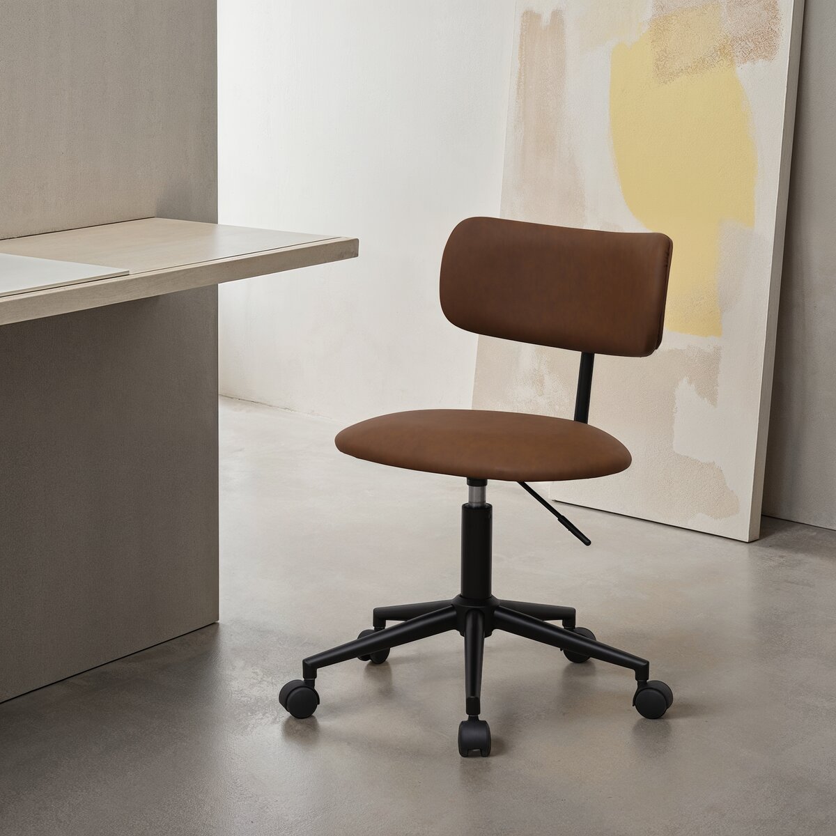 Bürostuhl Xory aus Kunstleder - Drehbar, Höhenverstellbar, Neigbar, Dunkelbraun