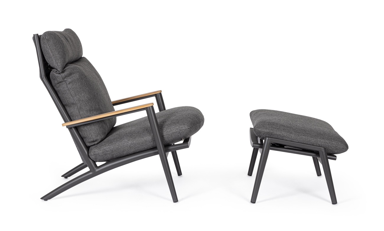 Gartensessel Hibiskus mit Hocker, Anthrazit