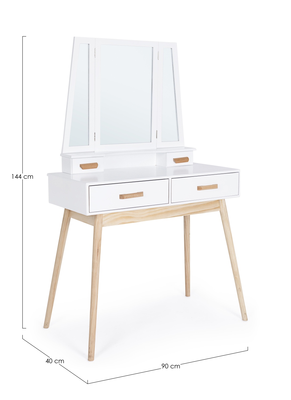 Konsole Ordinary aus Kiefernholz mit Spiegel, 90 cm