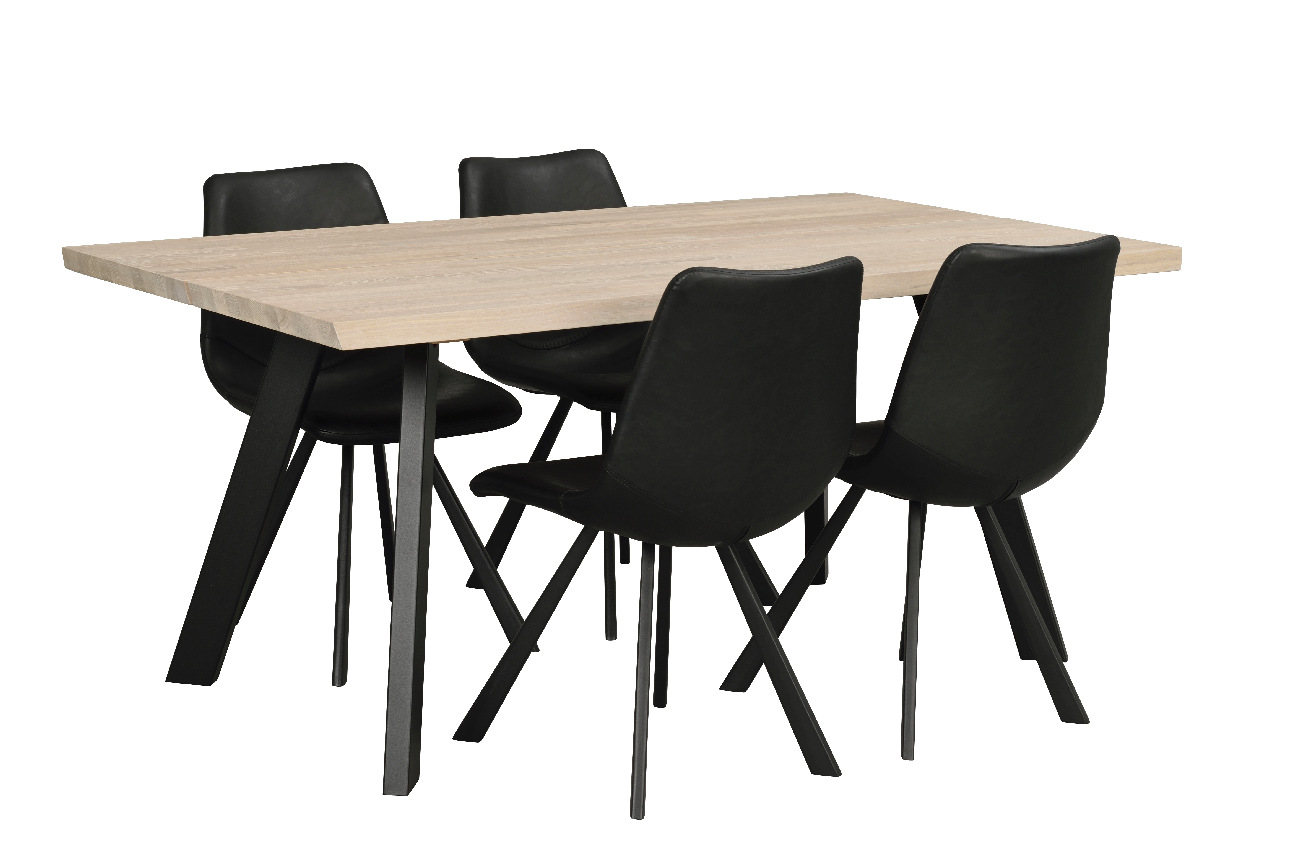 Stuhl Auburn, Lederoptik Schwarz