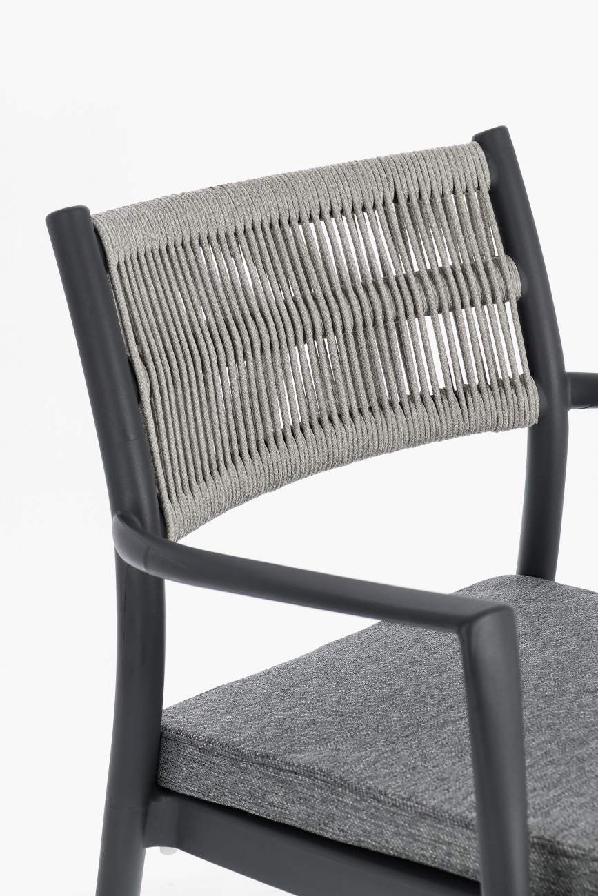 Gartenstuhl Alvin mit Armlehne, Anthrazit / Hellgrau