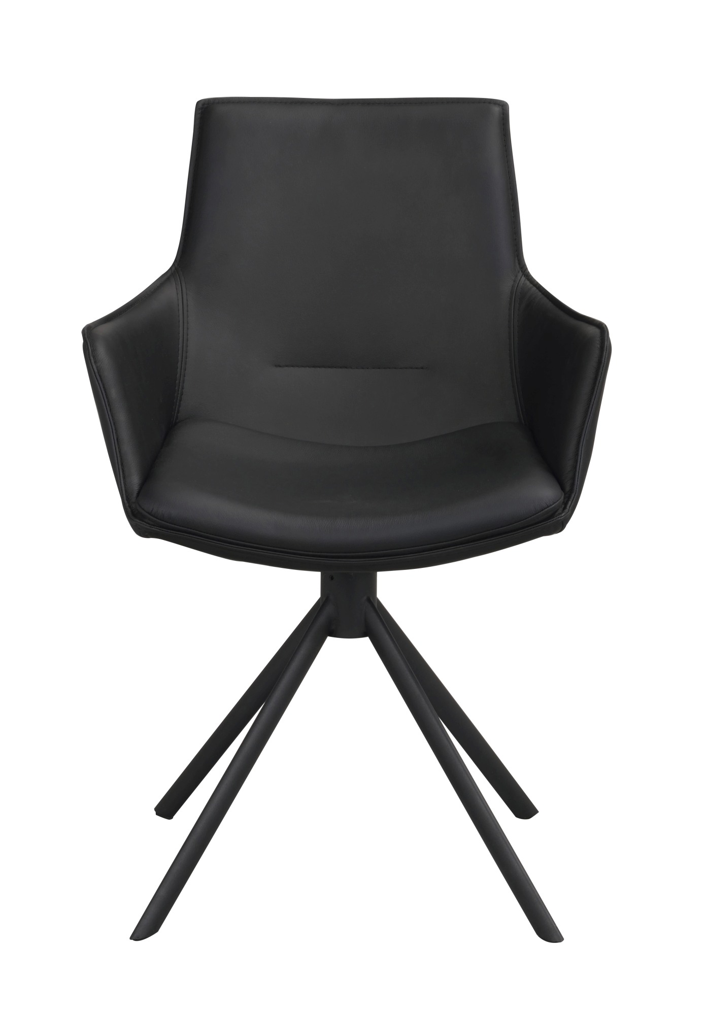 Hochwertiger Stuhl Lowell 2er Set Drehgestell mit Armlehnen, Leder Schwarz für jede Einrichtung.