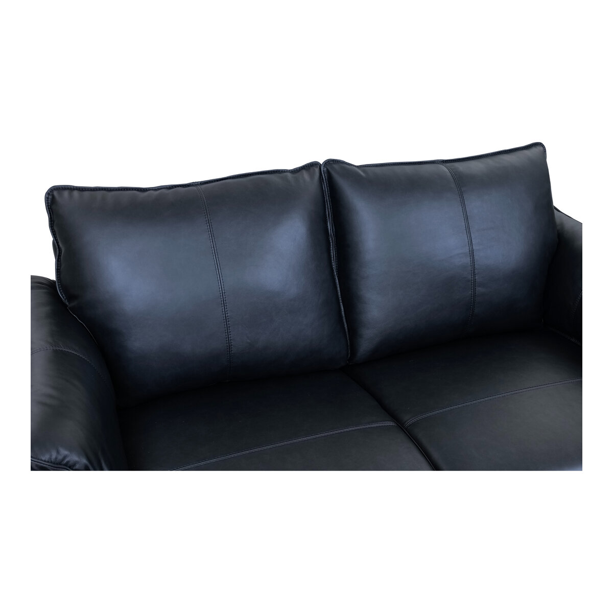 2-Sitzer Sofa Luso Leder Schwarz - mit Taschenfederkern & schwarzem Metallrahmen