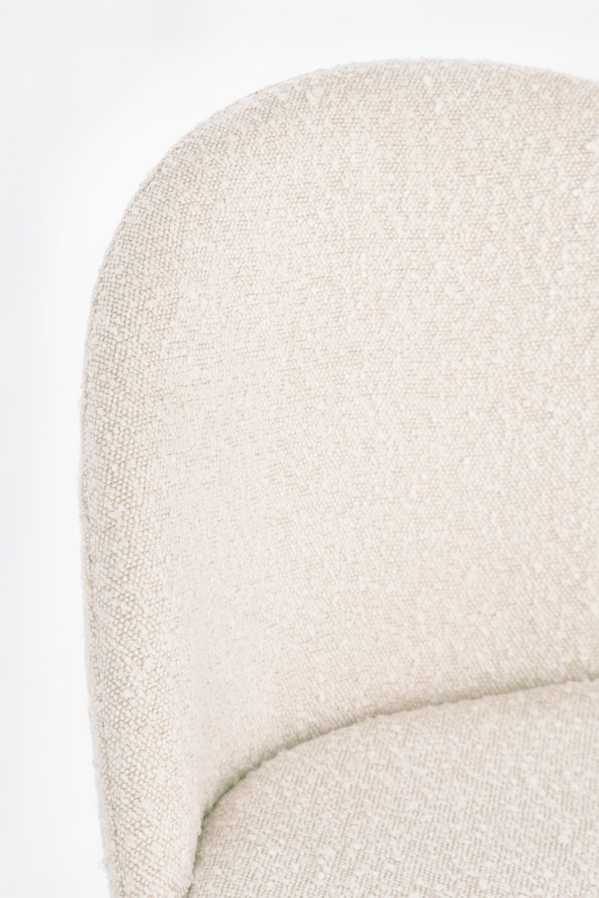 Esszimmerstuhl Tanya 4er-Set aus Boucle, Elfenbein / Schwarz