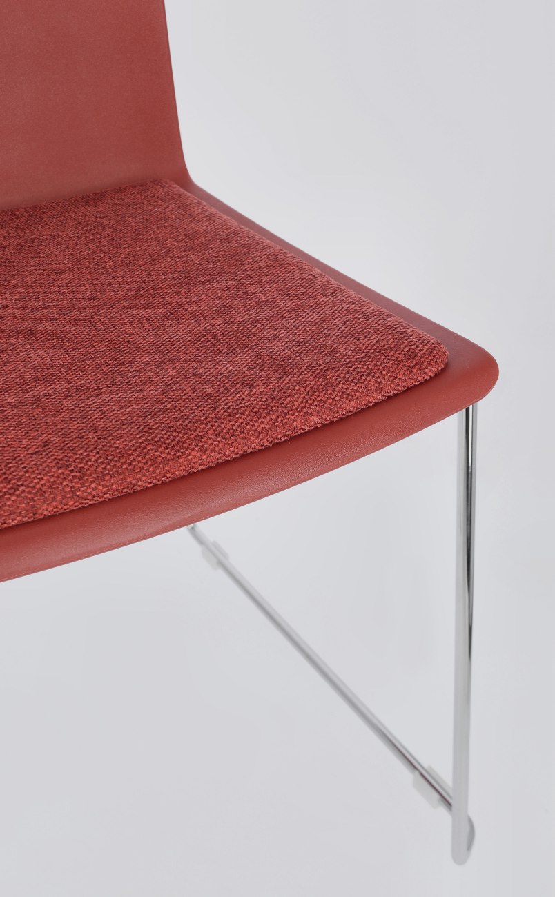 Esszimmerstuhl Giulia 4er-Set aus Metall, Silber/Rot