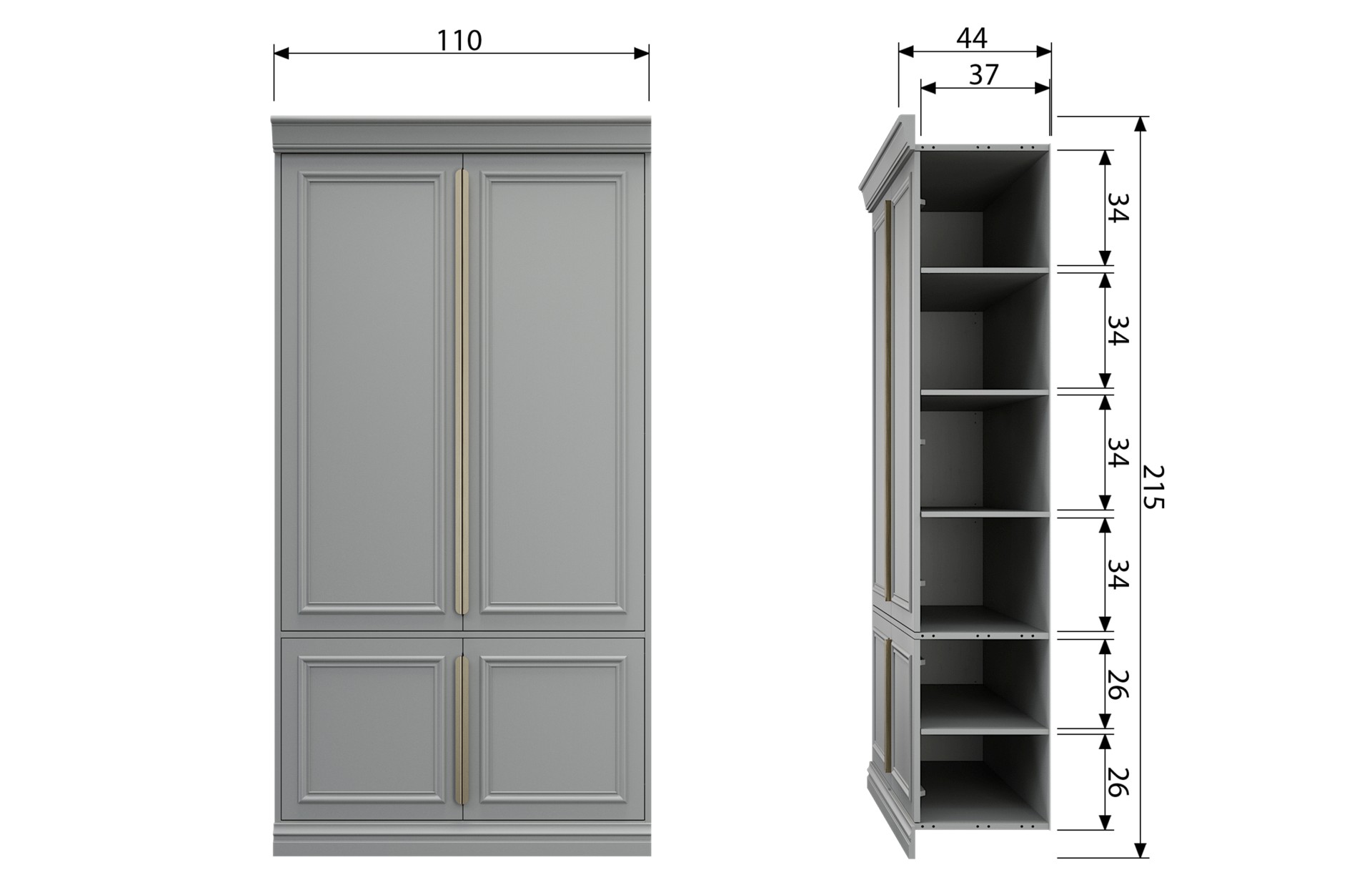 Schrank Organzie aus Kiefernholz, 44 cm