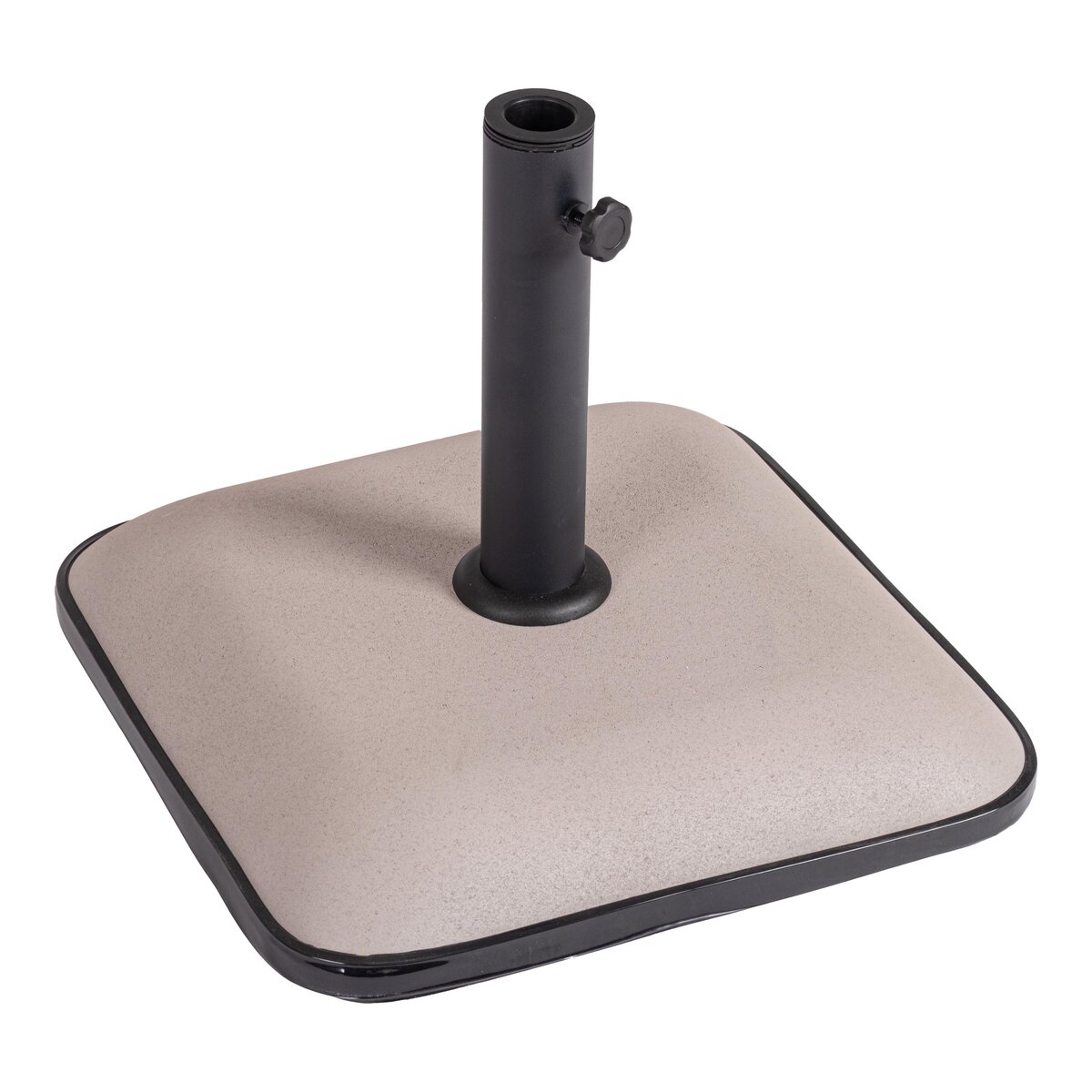 Sonnenschirmständer Barry - Zement mit Harzauflage, mit schwarzem Metallrohr, Taupe