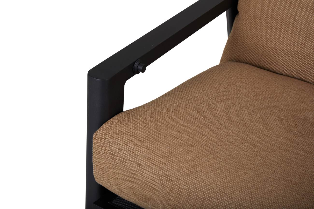 Gartensessel Slide mit verstellbarer Rückenlehne, Schwarz / Braun