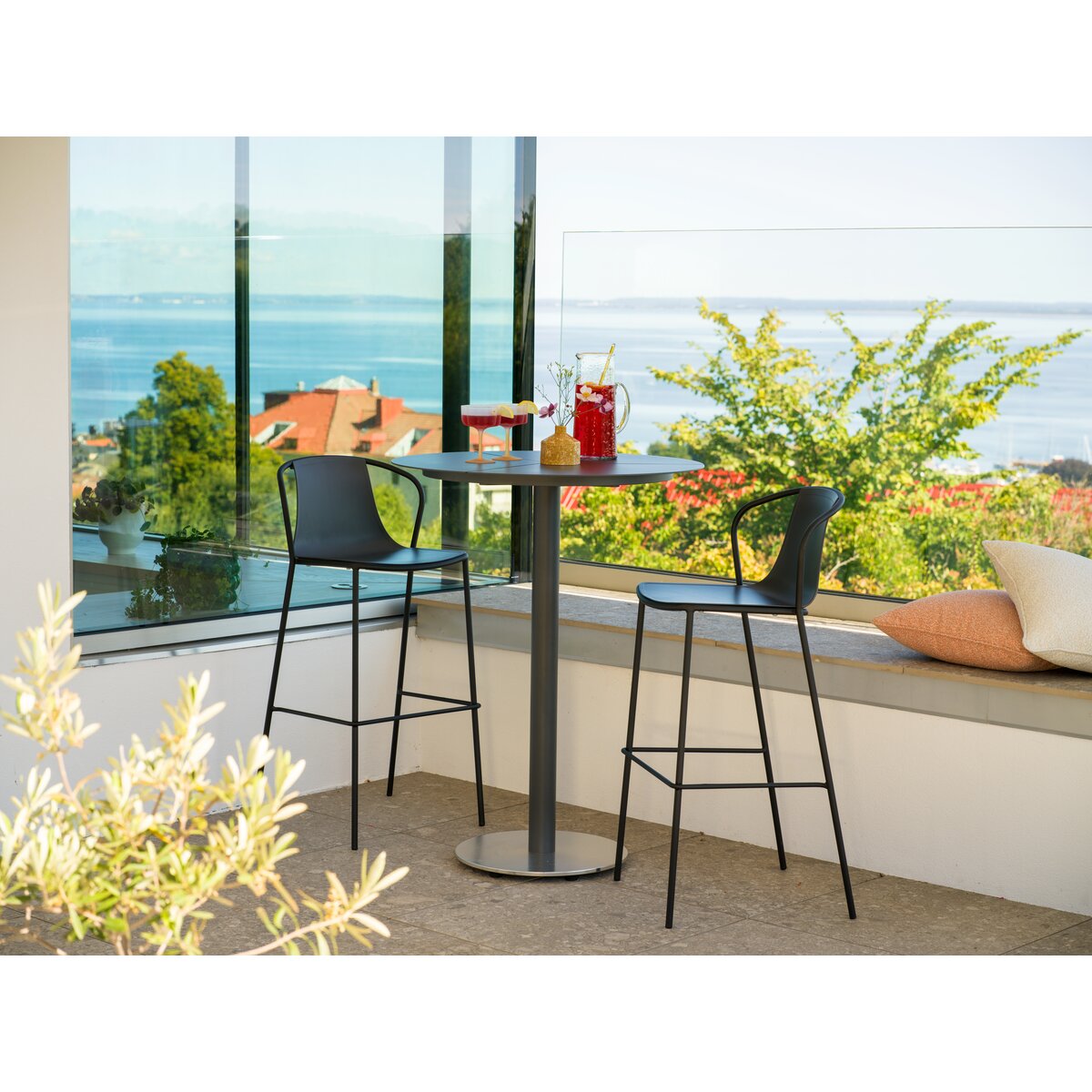 Gartenbartisch Peace aus Aluminium, Rund 80x80 cm, Anthrazit