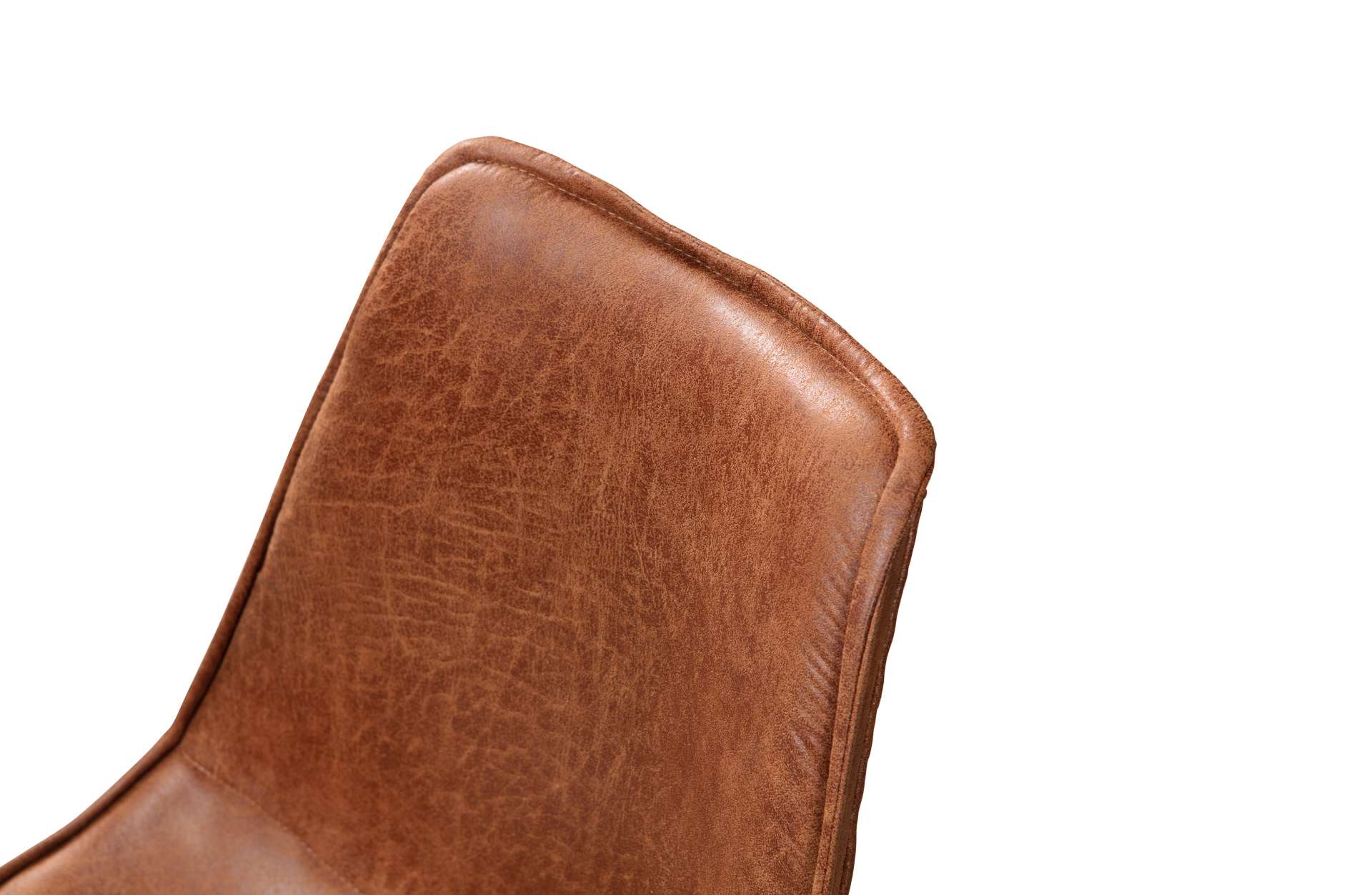 Der Esszimmerstuhl Swen wurde Leder gefertigt, welches eine Cognac Farbton besitzt. Das Gestell ist aus Metall und ist in einem schwarzen Farbton. Der Stuhl ist in zwei Varianten verfügbar.