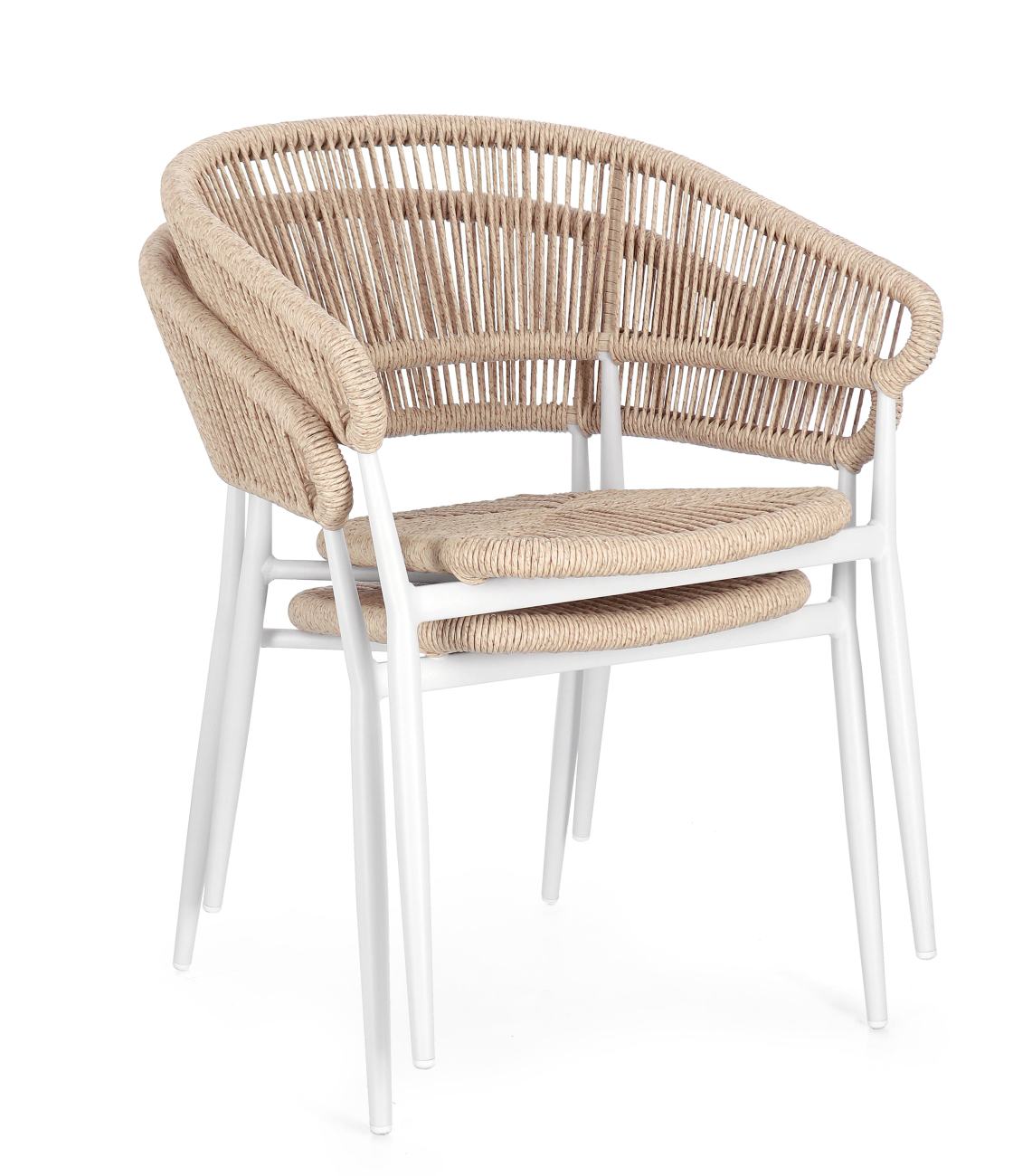 Gartenstuhl Algaida aus Aluminium, Weiß / Beige